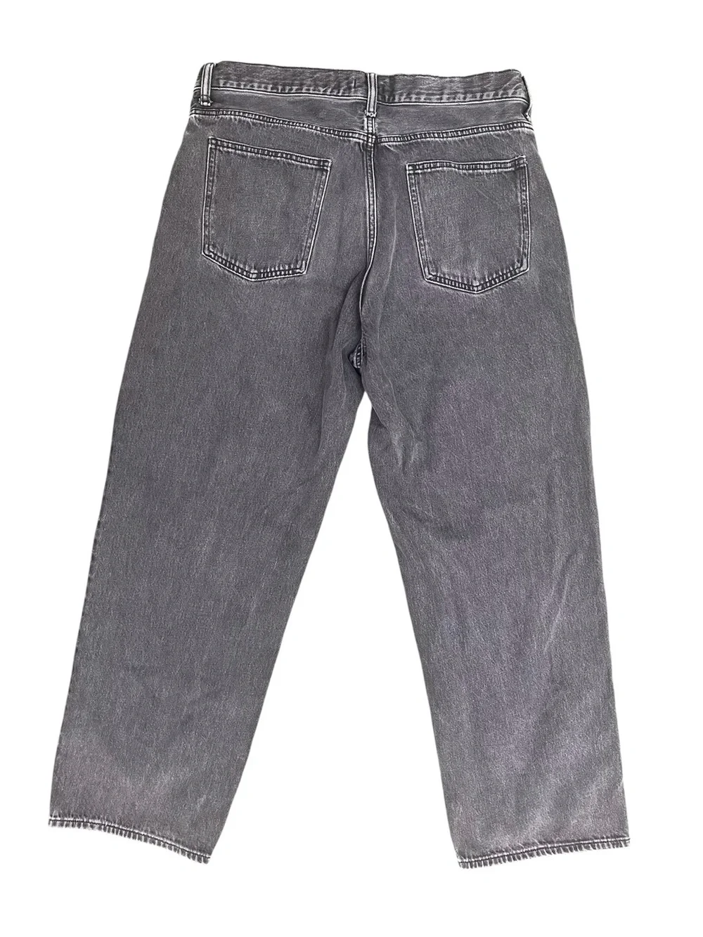 UNIQLO Men's Wide Straight Jeans Size 36 Washed Black Denim High Rise 36x30 EUC